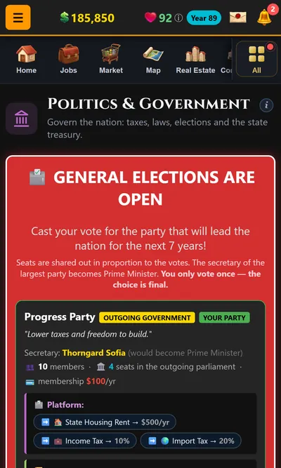 General elections are open: a party card with its platform and its track record of bills passed